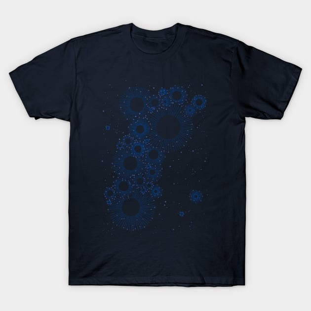 【Pattern】Fireworks Blue-DB T-Shirt by princeliaw